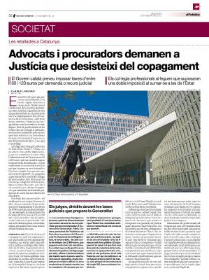 EL PERIÓDICO ES FA RESSÒ DE LA PETICIÓ DE RETIRADA DE LA TAXA JUDICIAL PER PART DELS PROCURADORS